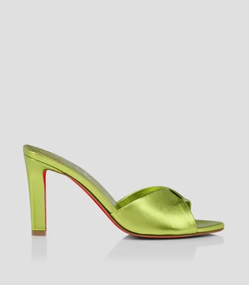 FANNY SLIDE 85 MM MULES PIEL DE CORDERO LAMINADA NAPPA KIWI