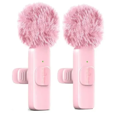 2pzs Micrófono De Solapa Inalámbrico Para Ios, Color Rosa