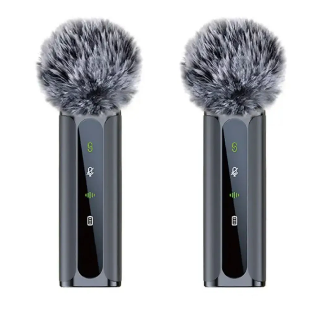 Kit De Micrófonos Inalámbrico Solapa Para iPhone Android Celular Pc Gamer, Color Negro