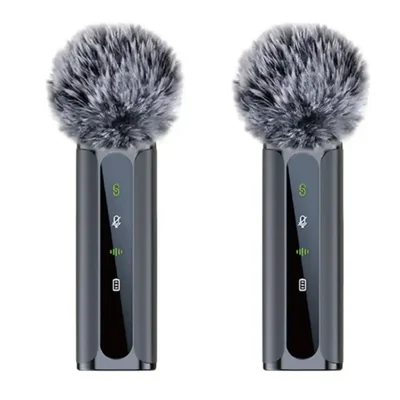 Kit De Micrófonos Inalámbrico Solapa Para iPhone Android Celular Pc Gamer, Color Negro