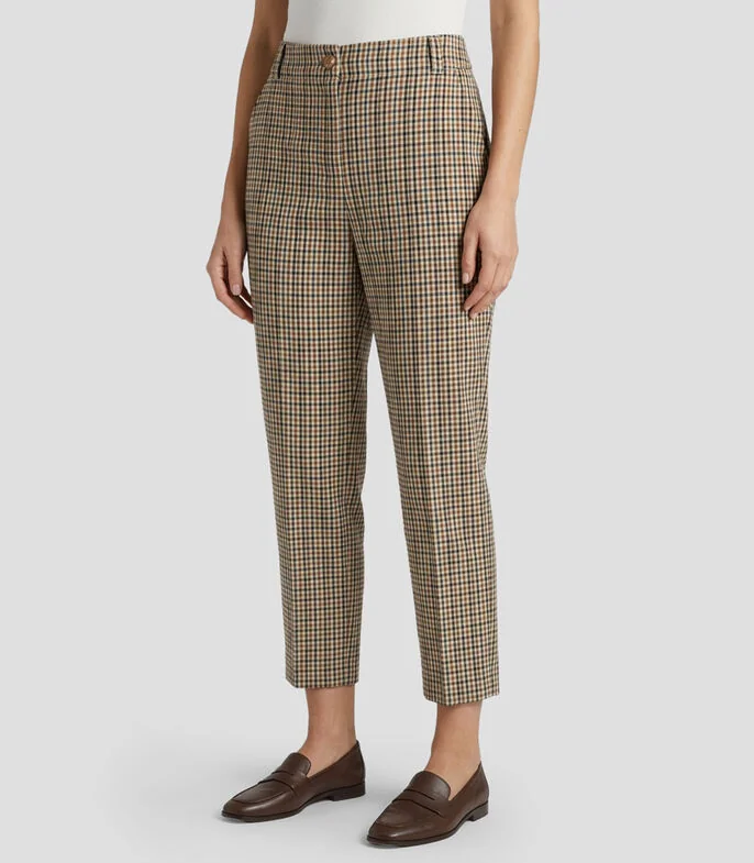 Pantalón Recto a Cuadros Mujer