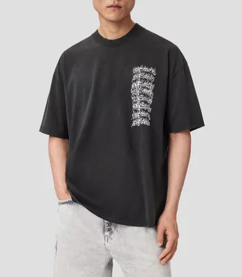 Playera negra cuello redondo manga corta Repeat estampada Hombre