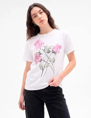 Playera manga corta cuello redondo para mujer