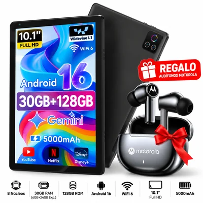 Tablet X109 10.1'' 30gb+128gb Android 16 Wifi 6 Tf(max 1tb)