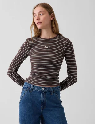 Playera manga larga cuello redondo para mujer