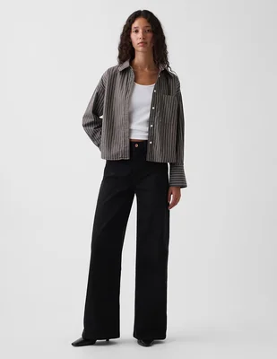 Jeans wide leg corte cintura alta para mujer