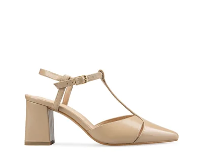 Zapatillas De Tacón Davenia De Piel Para Dama Mod. Sarai Beige