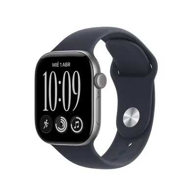 Apple Watch Series 12 (GPS + Celular) 42mm Aluminio Gris Espacial + Correa Deportiva Azul Profundo - Talla S/M