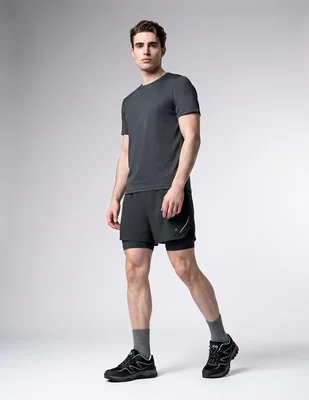 Short efecto doble prenda para correr hombre