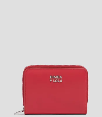 Cartera roja lisa con logo Mujer