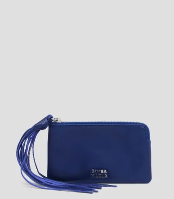 Monedero azul en piel liso Mujer
