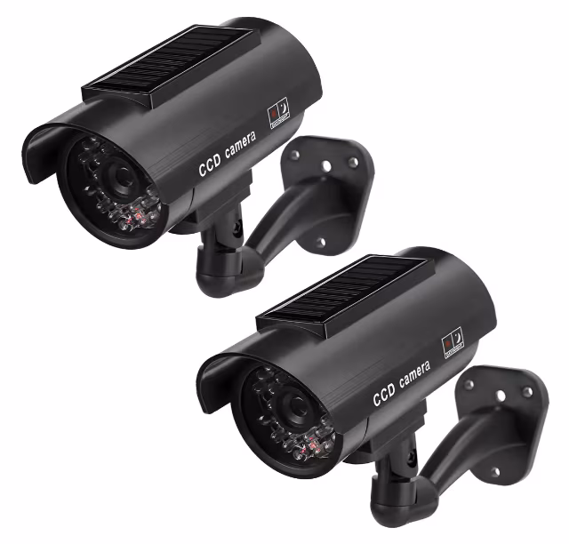 Cámara De Seguridad Solar Led Intermitente Negro