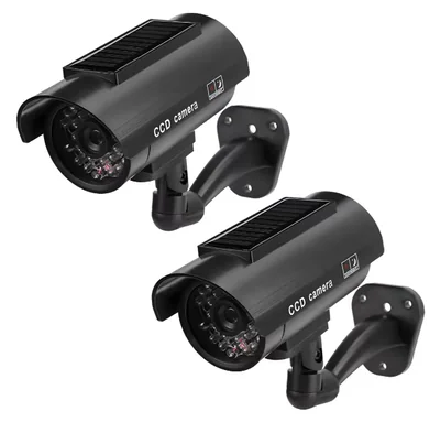 Cámara De Seguridad Solar Led Intermitente Negro