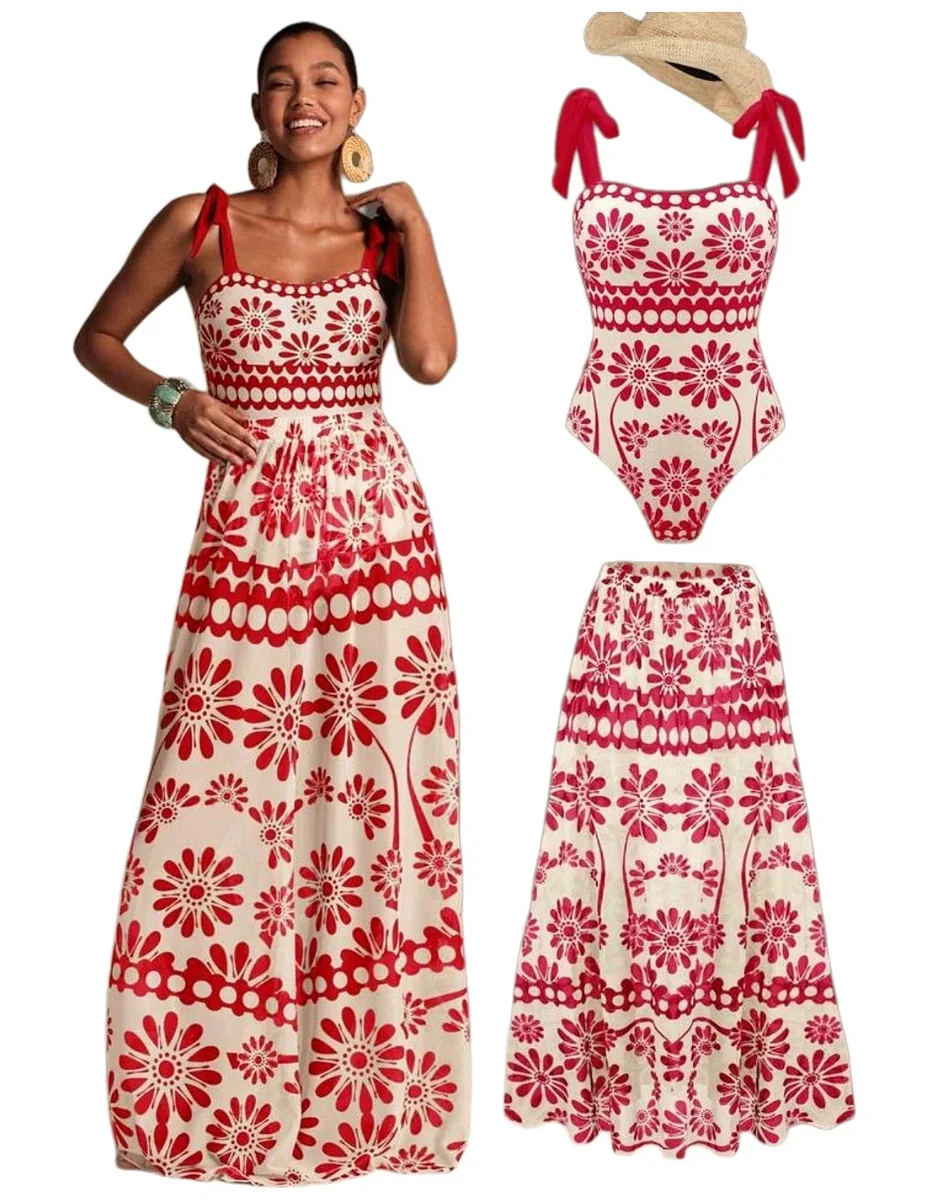 Traje de baño completo estampado floral para mujer