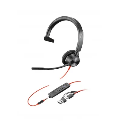 Poly Audífonos con Micrófono Blackwire 3315, Alámbrico, 3.5mm, Negro.