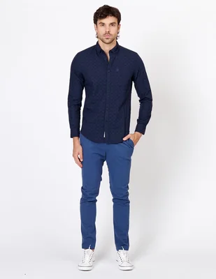 Camisa casual de algodón manga larga para hombre