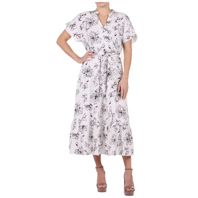 Vestido Midi Estampado Floral con Cinturón Zucca para Mujer