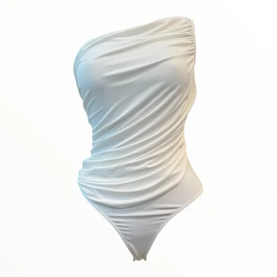 Body Manga Larga Asimétrico Blanco LC