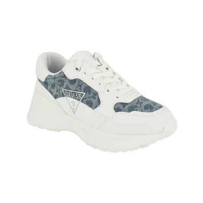 Tenis Deportivos con Plataforma Guess Blanco Aplicación en Denim para Mujer