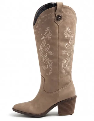 Bota cowboy Rodilla Botas Texanas de Gamuza para mujer