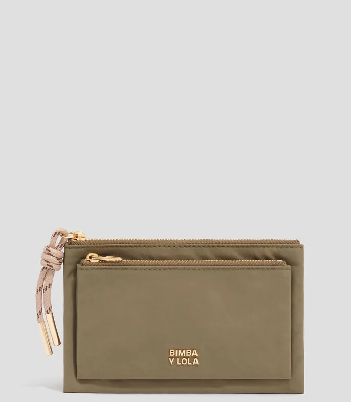 Cartera pocket oliva lisa Mujer