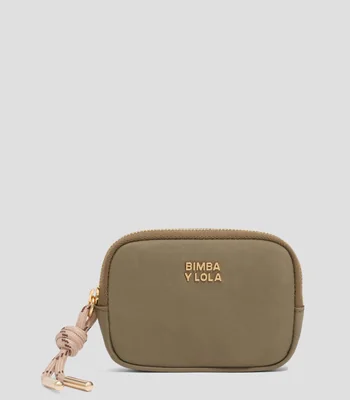 Monedero oliva liso con logo Mujer
