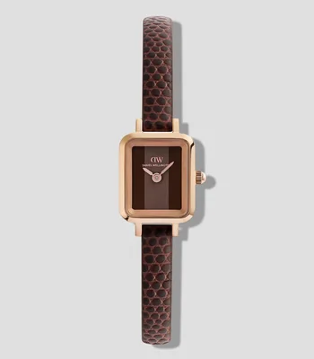 Reloj para Mujer Quadro Mini casual Café, Dorado