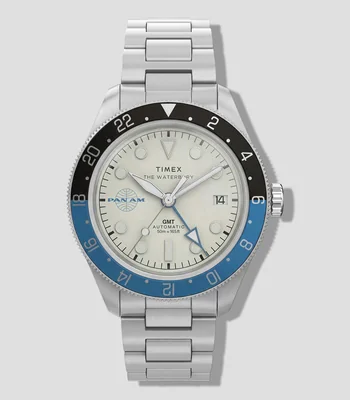 Reloj para Hombre Pan Am x Timex Waterbury Automatic GMT Casual Plateado, Azul