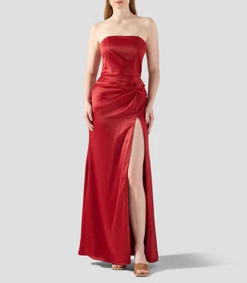 Vestido de fiestar largo liso Mujer