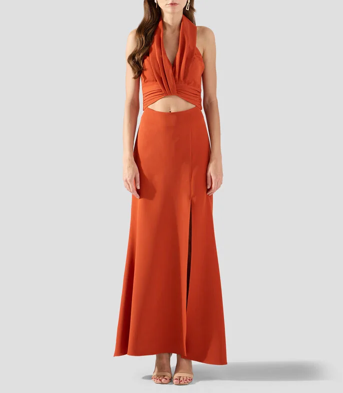 Vestido largo liso Mujer