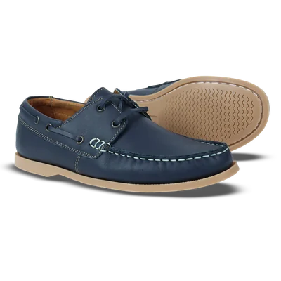 Mocasines Náuticos Rams Cottons Top-sider Azules con Detalles en Marrón de Piel para Hombre