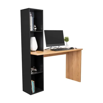 Escritorio Librero Aston Fresno y Wengue Virtual Muebles
