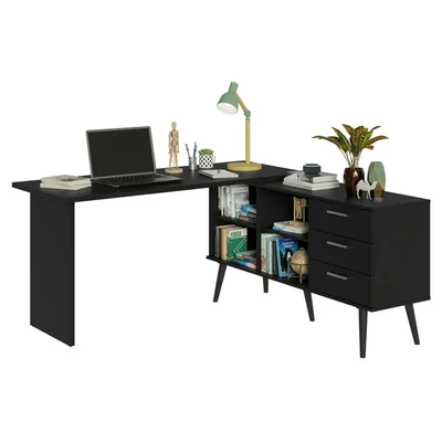 Escritorio Esquinero Madesa 6939 Para Computadora Negro