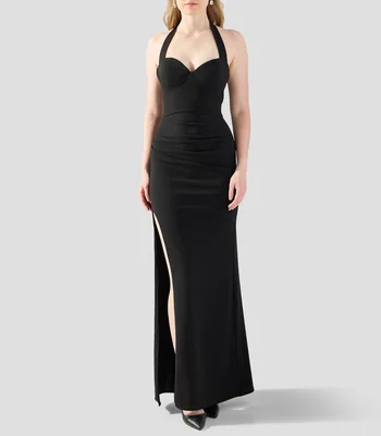 Vestido de fiesta maxi liso Mujer