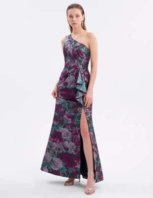 Vestido maxi de fiesta escote asimétrico
