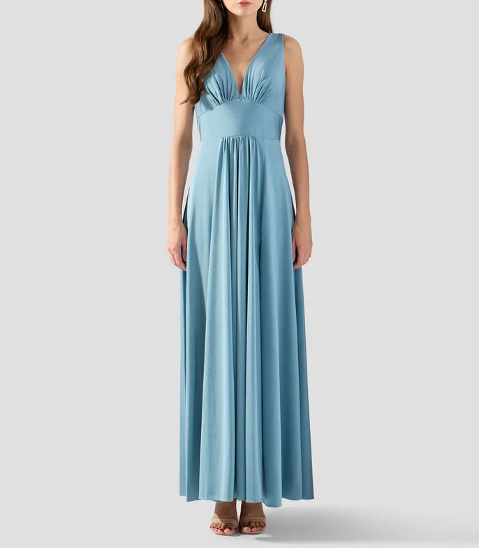 Vestido largo liso Mujer