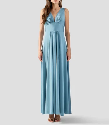 Vestido largo liso Mujer