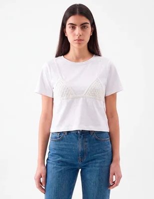 Playera manga corta cuello redondo para mujer