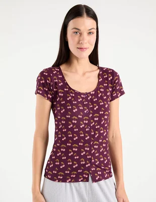 Playera pijama estampado floral para mujer