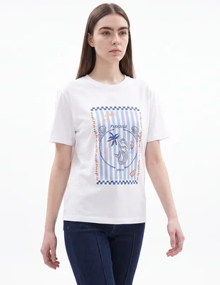 Playera manga corta cuello redondo para mujer