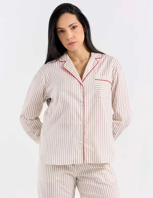 Playera pijama estampado a rayas para mujer