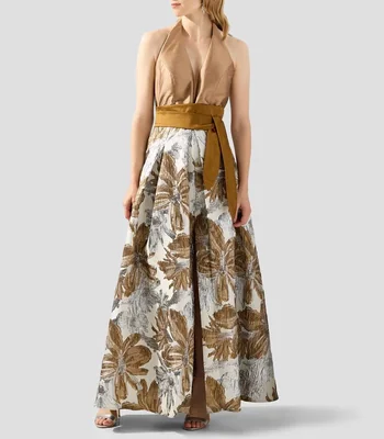 Vestido de fiesta largo estampado Mujer