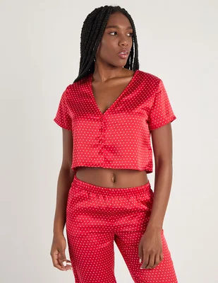 Playera pijama estampado lunares para mujer