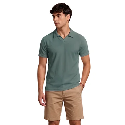 Rams Cottons Polo Shirt Verde Sin Botones