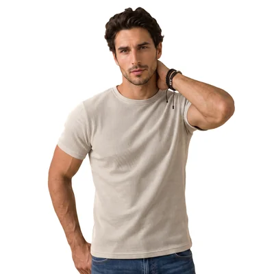 Camiseta de manga corta con textura waffle para hombre