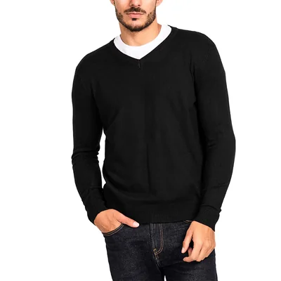 Suéter Cuello V U Sport Negro para Hombre