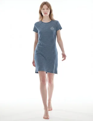 Camisón estampado a rayas de algodón