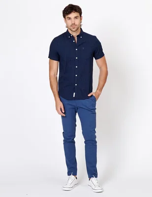 Camisa casual de algodón manga corta para hombre