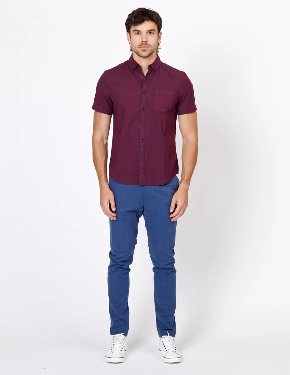 Camisa casual de algodón manga corta para hombre