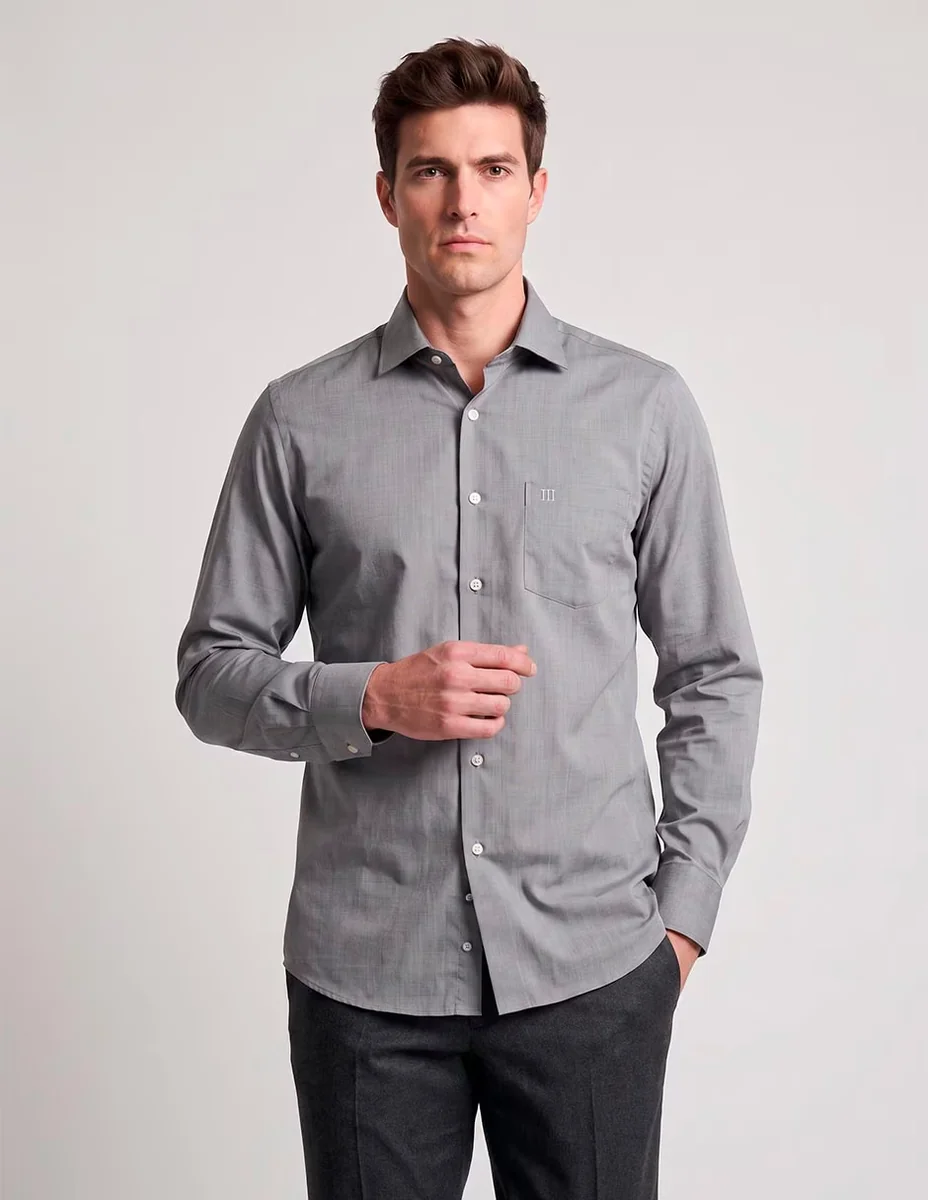 Camisa casual de algodón manga larga para hombre